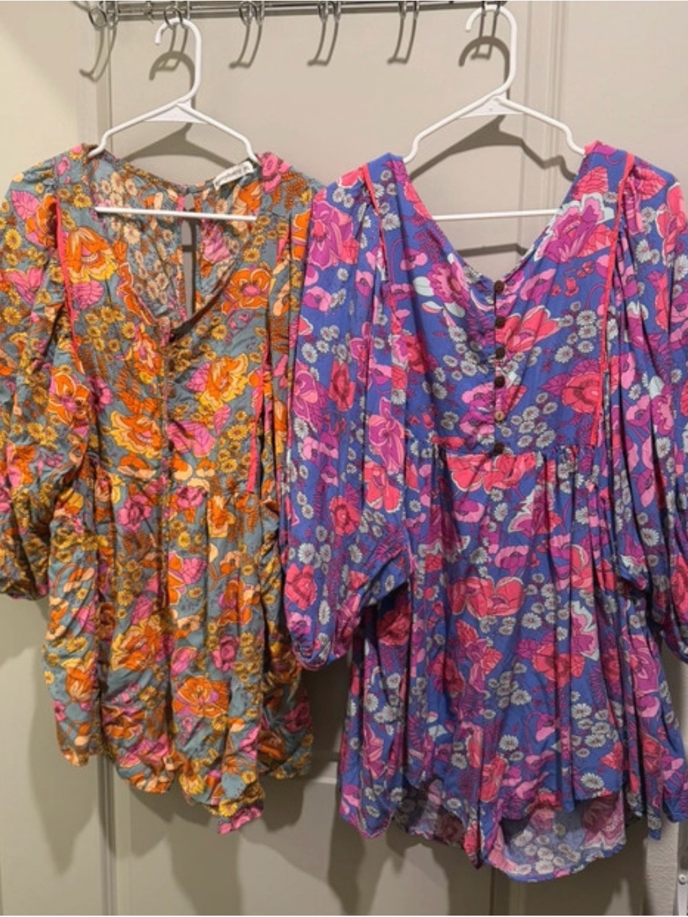 Women's Floral V-Neck Romper in Purple and Pink SET